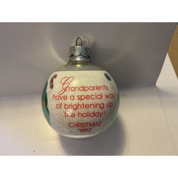 1992 Hallmark Keepsake Grandparents Glass Christmas Ornament - Picture 1 of 4